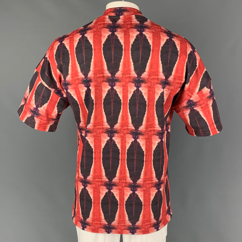 LABRUM Size XL Brick Black Abstract Print Cotton Crew-Neck T-shirt