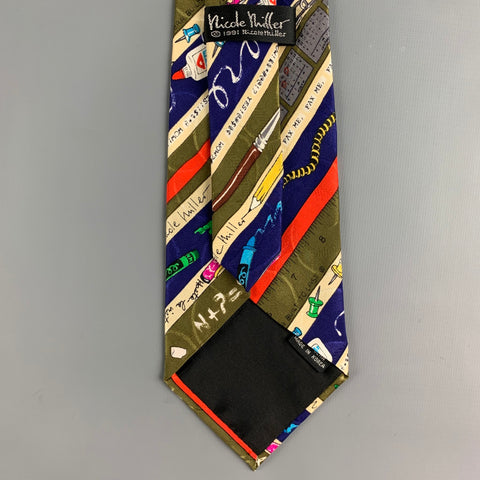 NICOLE MILLER Multi-Color Abstract Silk Tie