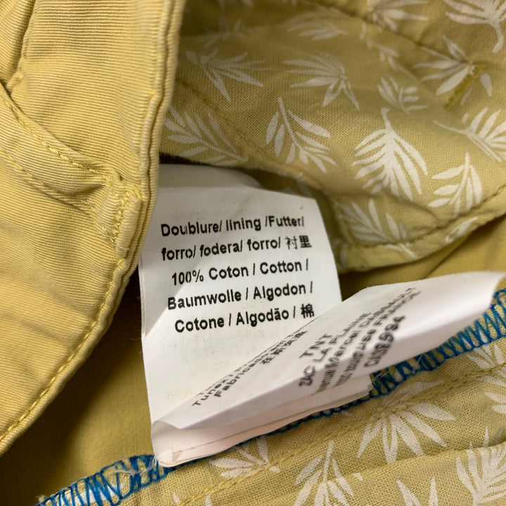 SERGE BLANCO Size 32 Yellow Cotton Flat Front Casual Pants