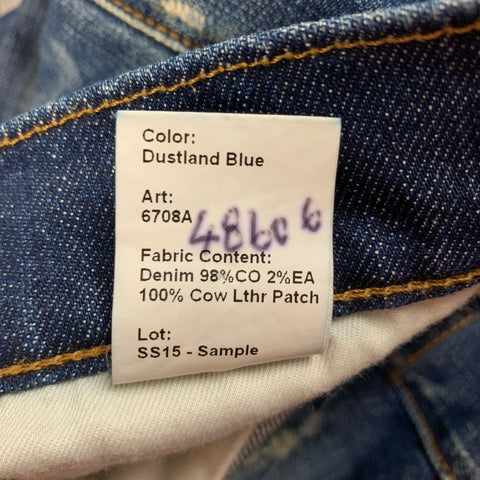 R13 Size 31 Blue Distressed Cotton Contrast Stitch Skate Jeans