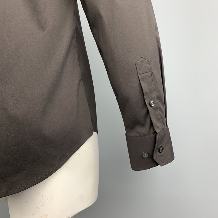 THEORY Size L Black Cotton Blend Button Up Long Sleeve Shirt