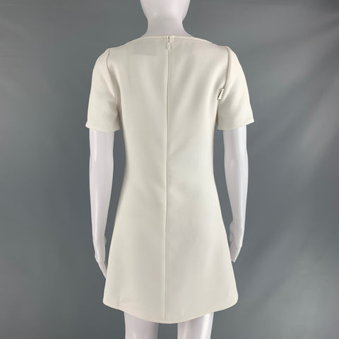 COURREGES Size 4 White Polyester Blend Short Sleeve Mini Dress