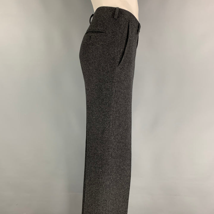 ADAM KIMMEL Size 34 Charcoal Black Grid Wool Dress trousers