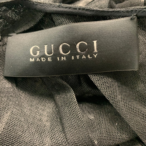 GUCCI Size 6 Black Polyester Pleated A-Line Dress