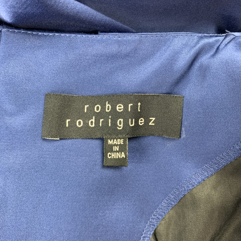 ROBERT RODRIGUEZ Size 2 Blue Cotton / Polyester V-Neck Sheath Cocktail Dress