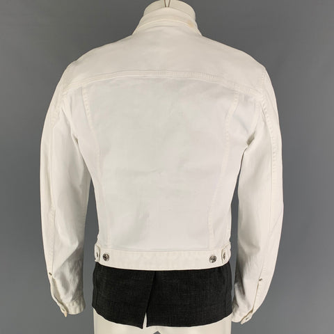 DSQUARED2 Size 40 White Grey Wool Blend Vest Layer Trucker Jacket