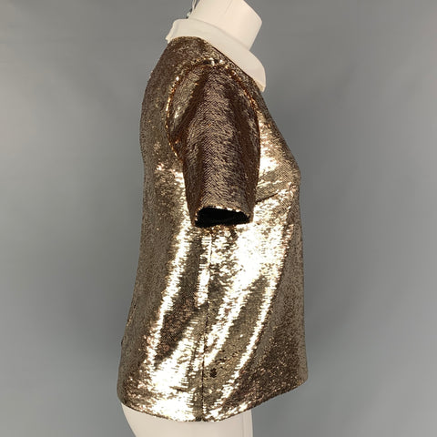 RACHEL ZOE Top de vestido de lentejuelas de poliéster dorado talla 2