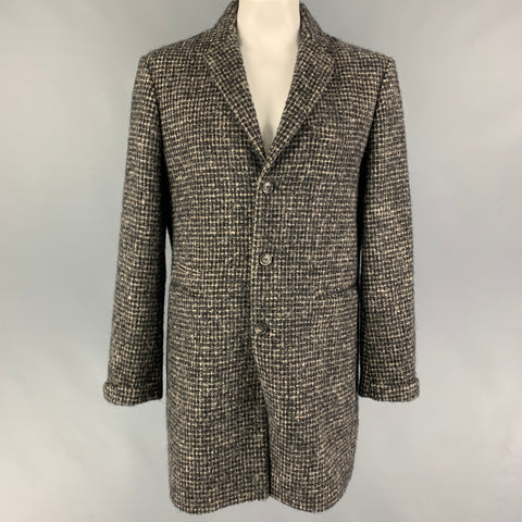 JOHN VARVATOS Limited Edition Size 42 Black Cream Checkered Single Breasted Coat