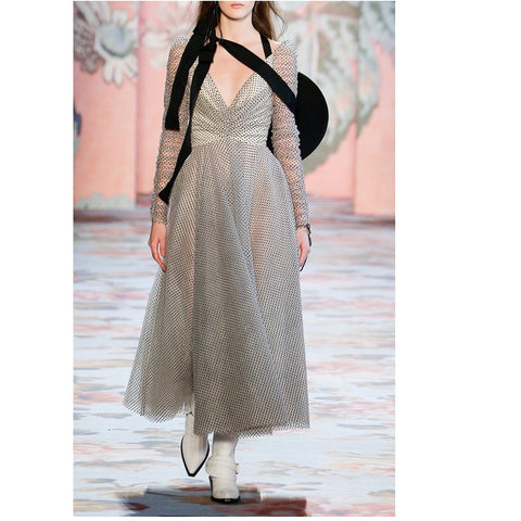 ZIMMERMANN Taille 0 / US 4 Robe de ballet Temepest en soie à pois blanc cassé