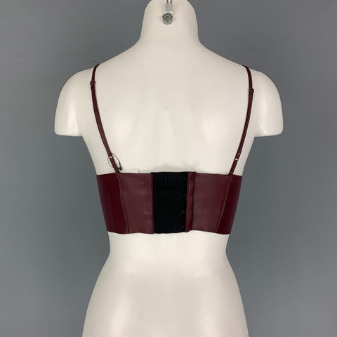 T by ALEXANDER WANG Size 2 Burgundy Leather Lambskin Bustier Dress Top