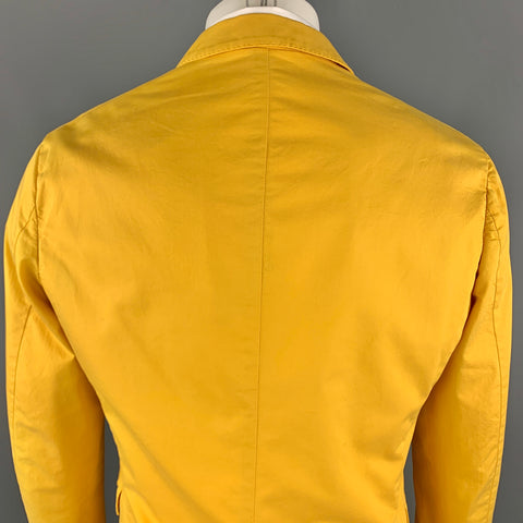 BURBERRY LONDON Size 40 Yellow Cotton Notch Lapel Two Buttons Sport Coat
