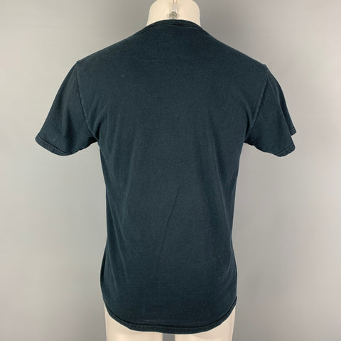 VINTAGE Size M Navy Graphic Cotton Crew-Neck T-shirt
