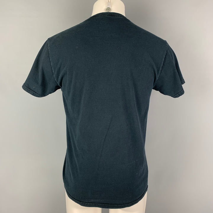 VINTAGE Size M Navy Graphic Cotton Crew-Neck T-shirt