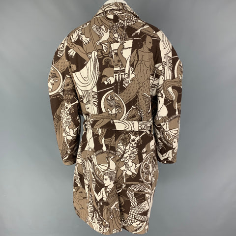 EDWARD CRUTCHLEY FW 18 Size S Brown Beige Pattern Wool Cashmere Coat