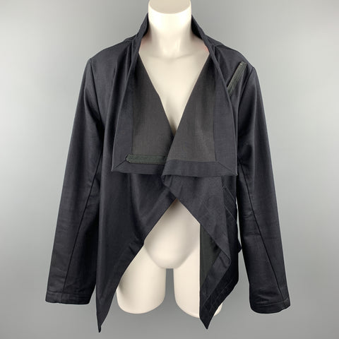 HARPUTS Size M Navy Cotton Asymmetrical SQUARE Jacket