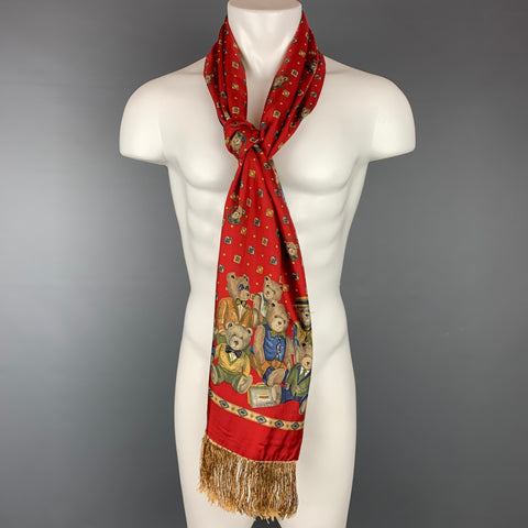 Vintage ED RICHILSON'S Black & Red Reversible Silk Scarf