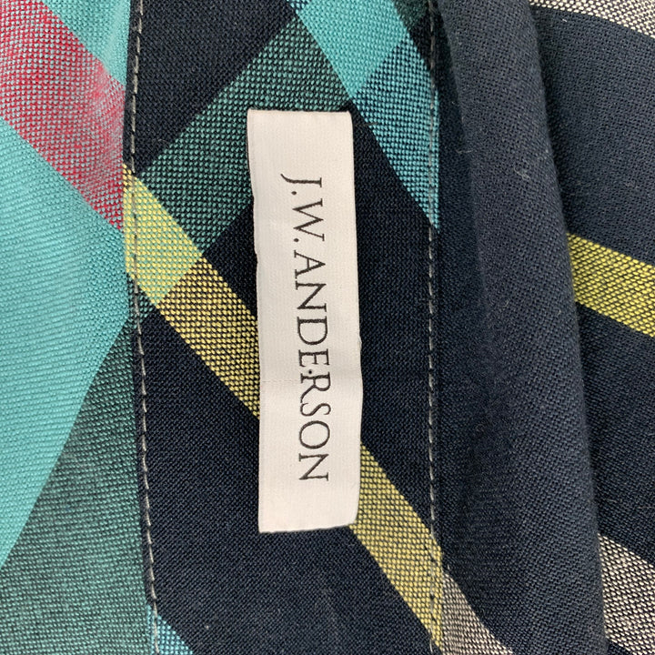 J.W.ANDERSON Size 6 Multi-Color Madras Viscose / Cotton Draped Long Skirt