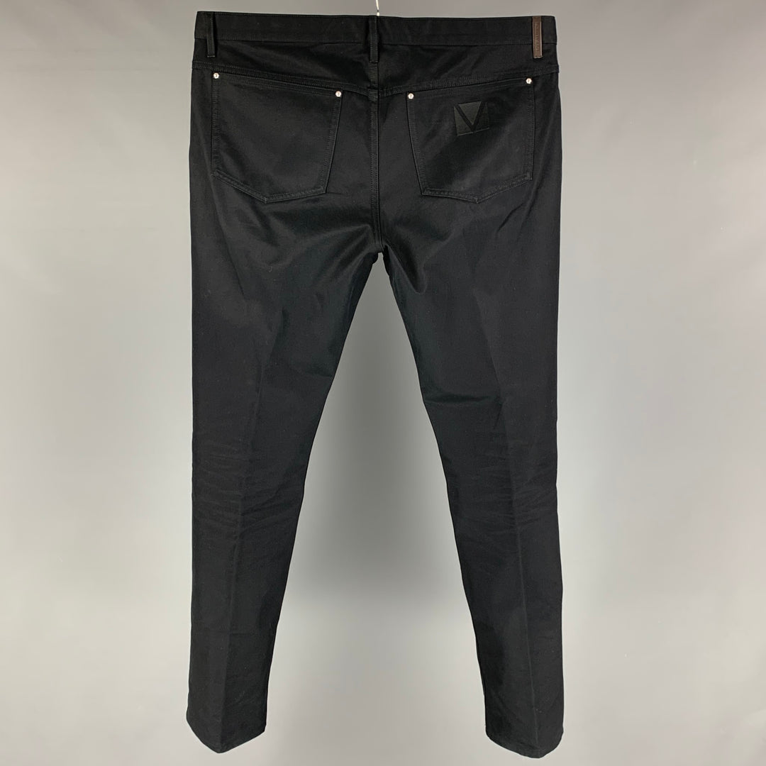 LOUIS VUITTON Size 36 Black Cotton Jean Cut Dress Pants