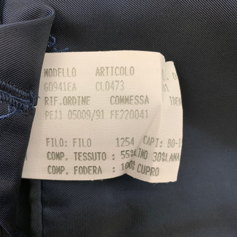 SALVATORE FERRAGAMO Size 38 Navy Plaid Linen Blend Notch Lapel Sport Coat