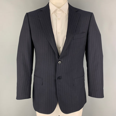ERMENEGILDO ZEGNA Size 42 C Black Purple Stripe Wool Silk Sport Coat