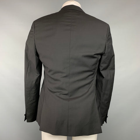 JOHN VARVATOS Size 38 Regular Black Wool / Mohair Peak Lapel Sport Coat