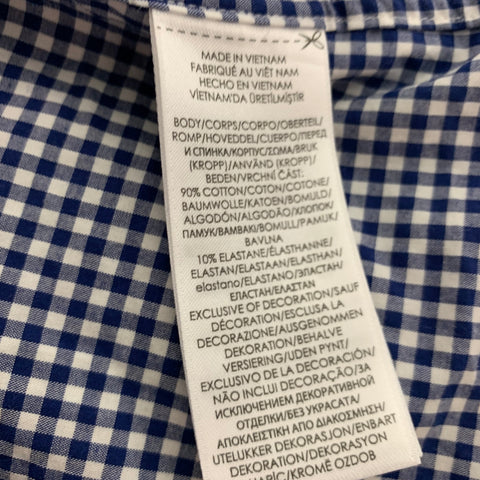 RALPH LAUREN Size XL Navy White Gingham Cotton Long Sleeve Shirt