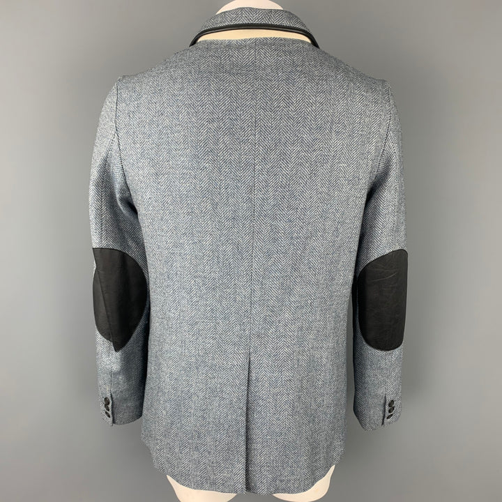 OBEDIENT SONS Talla 44 Abrigo deportivo de mezcla de lana en espiga azul y gris