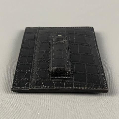SAINT LAURENT Porte-cartes à clip en cuir embossé noir