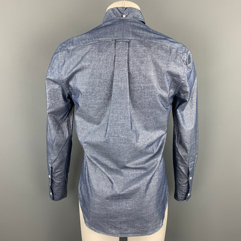 GITMAN VINTAGE Size S Blue Metallic Cotton Blend Button Down Pleated Long Sleeve Shirt