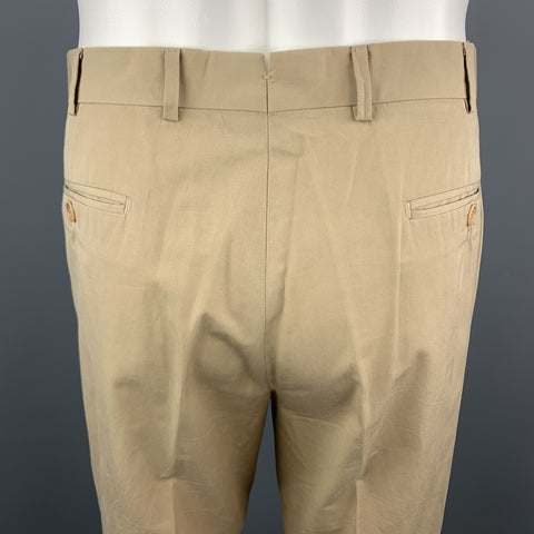 LUCIANO BARBERA 38 Regular Khaki Cotton Suit