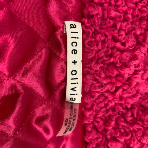 ALICE + OLIVIA Size XS Pink Polyester Textured Shawl Collar Coat