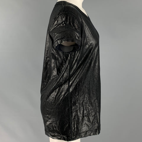 L.G.B Size S Black Cotton Polyester Shiny Short Sleeve Casual Top