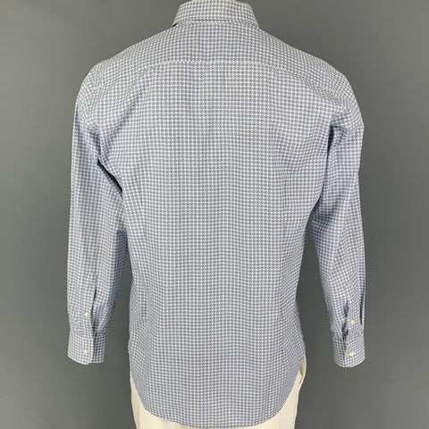 ETRO Size 42 White Light Blue Purple Dots Cotton Button Down Long Sleeve Shirt