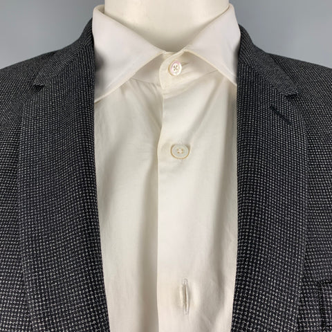 SANDRO Size 44 Black Grey Grid Wool Blend Notch Lapel Sport Coat
