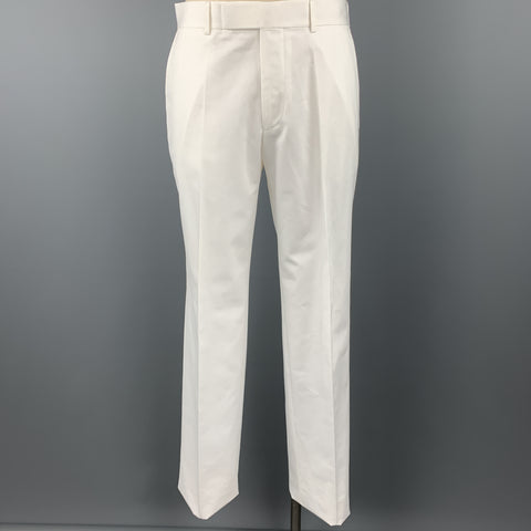 BOSS by HUGO BOSS Size 40 White Cotton Notch Lapel  Suit