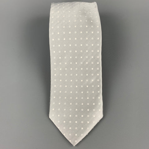 ERMENEGILDO ZEGNA Silver Squares Silk Tie