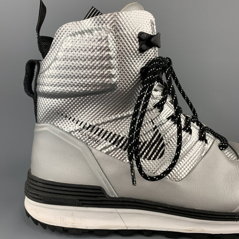 NIKE Talla 10 Botas deportivas ACG H20 REPEL de cuero plateado metalizado