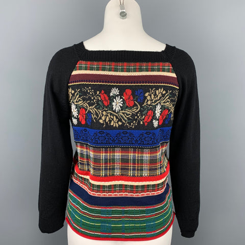 COMME des GARCONS TRICOT Size S Multi-Color Print Cotton Blend Cardigan