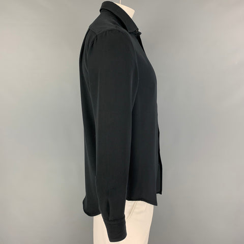 GIORGIO ARMANI Size L Black Polyester Button Up Long Sleeve Shirt