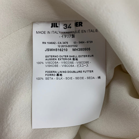 JIL SANDER Vestido recortado de viscosa con textura blanca talla 2