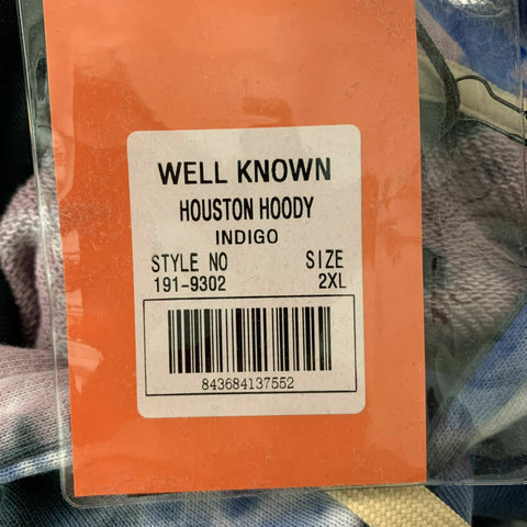 WELL KNOWN Size XXL Blue Black Tie Dye Cotton Hooded Sweatshirt