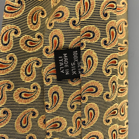 KITON Black Gold Paisley Silk Tie