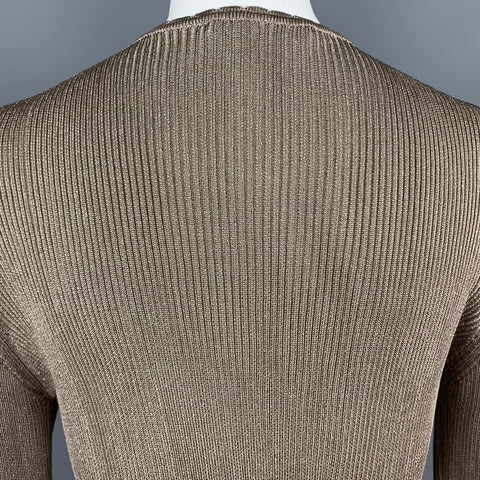 BLUMARINE Size 8 Taupe Sparkle Knit EMbellished V Neck Cardigan