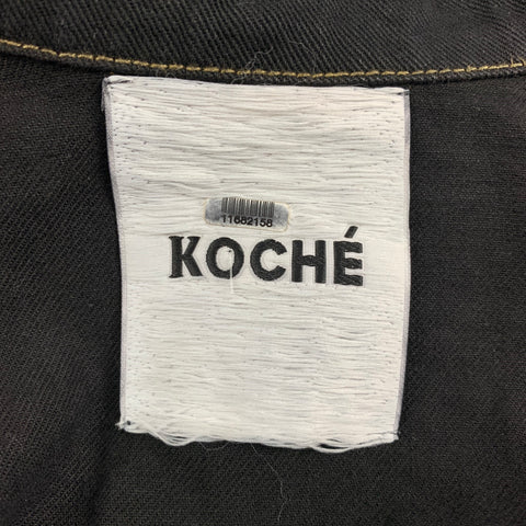 KOCHE' Size XS Black Red Two Toned Cotton Nylon Oversized Asymmetrical Jacket