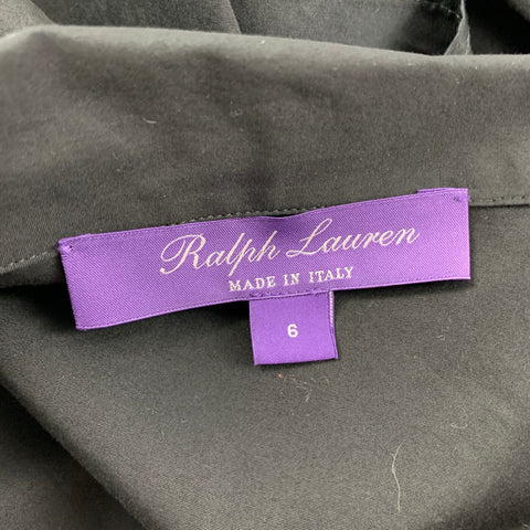 Colección RALPH LAUREN Talla 6 Top informal envolvente de algodón negro
