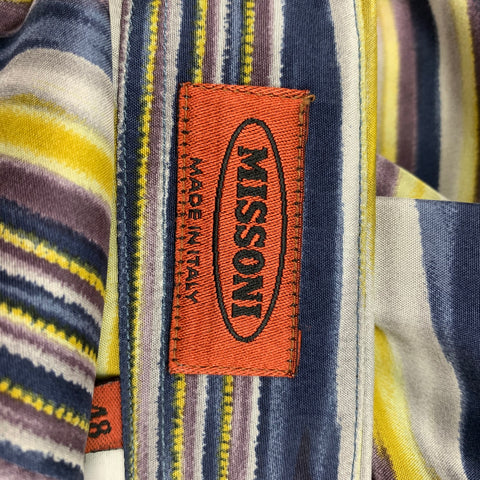 MISSONI Size S Purple & Gold Print Silk French Cuff Long Sleeve Shirt