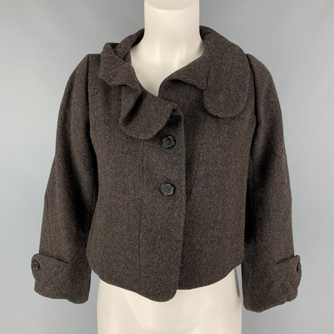 MARNI Size 4 Black Brown Nailhead Cropped Jacket