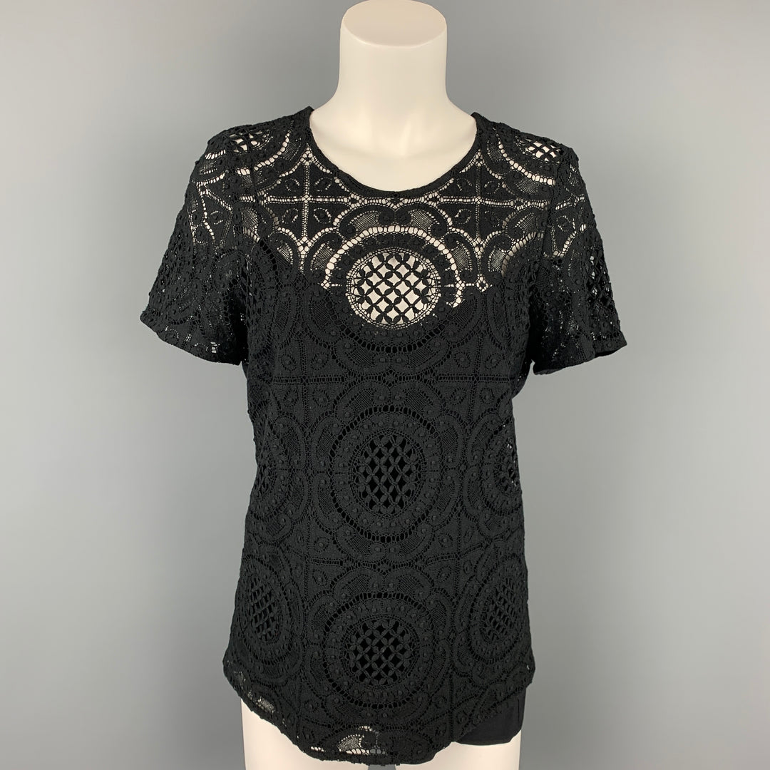 BURBERRY PRORSUM Size 10 Black Cotton / Nylon Dress Top