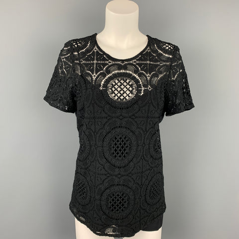 BURBERRY PRORSUM Taille 10 Haut habillé en coton / nylon noir
