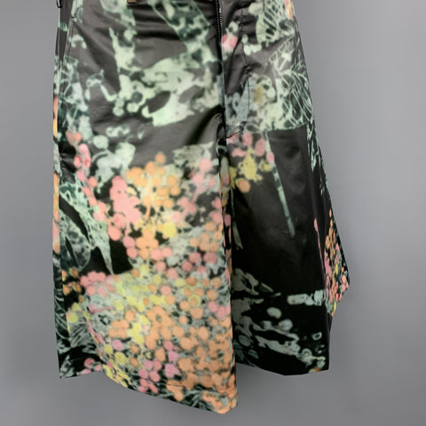 COMME des GARCONS HOMME PLUS Size S Black & Green Marbled Floral PVC Shorts
